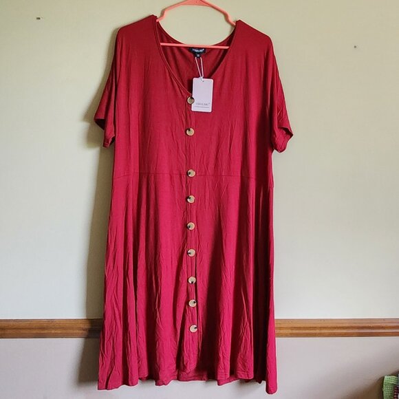 VOIANLIMO Women’s Summer Short Sleeve Button Down Causal Dress Size 3x NWT - Picture 3 of 7